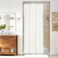 Mitovilla Ivory Boho Shower Curtain With Tassel, Modern Farmhouse Cloth Shower Curtains For Country Bathroom Decor, Thick Cotton