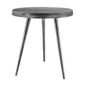The Urban Port 23-Inch Round Modern Minimalist Metal Side Table with Tripod Base, Charcoal Black