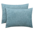 Calitime Pack Of 2 Cozy Standard Pillow Shams Cases For Bed Bedding Decoration Solid Dyed Soft Chenille 20 X 26 Inches Smoke Blu
