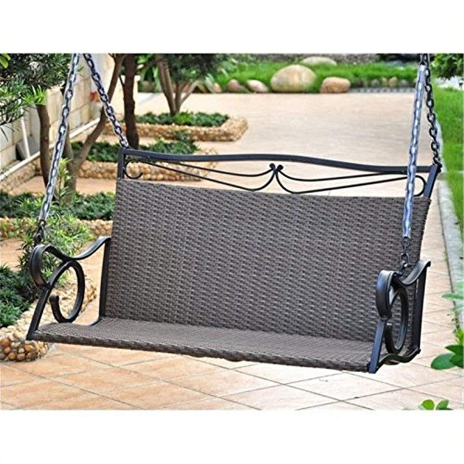 International Caravan Valencia Resin Wicker/Steel Loveseat Swing