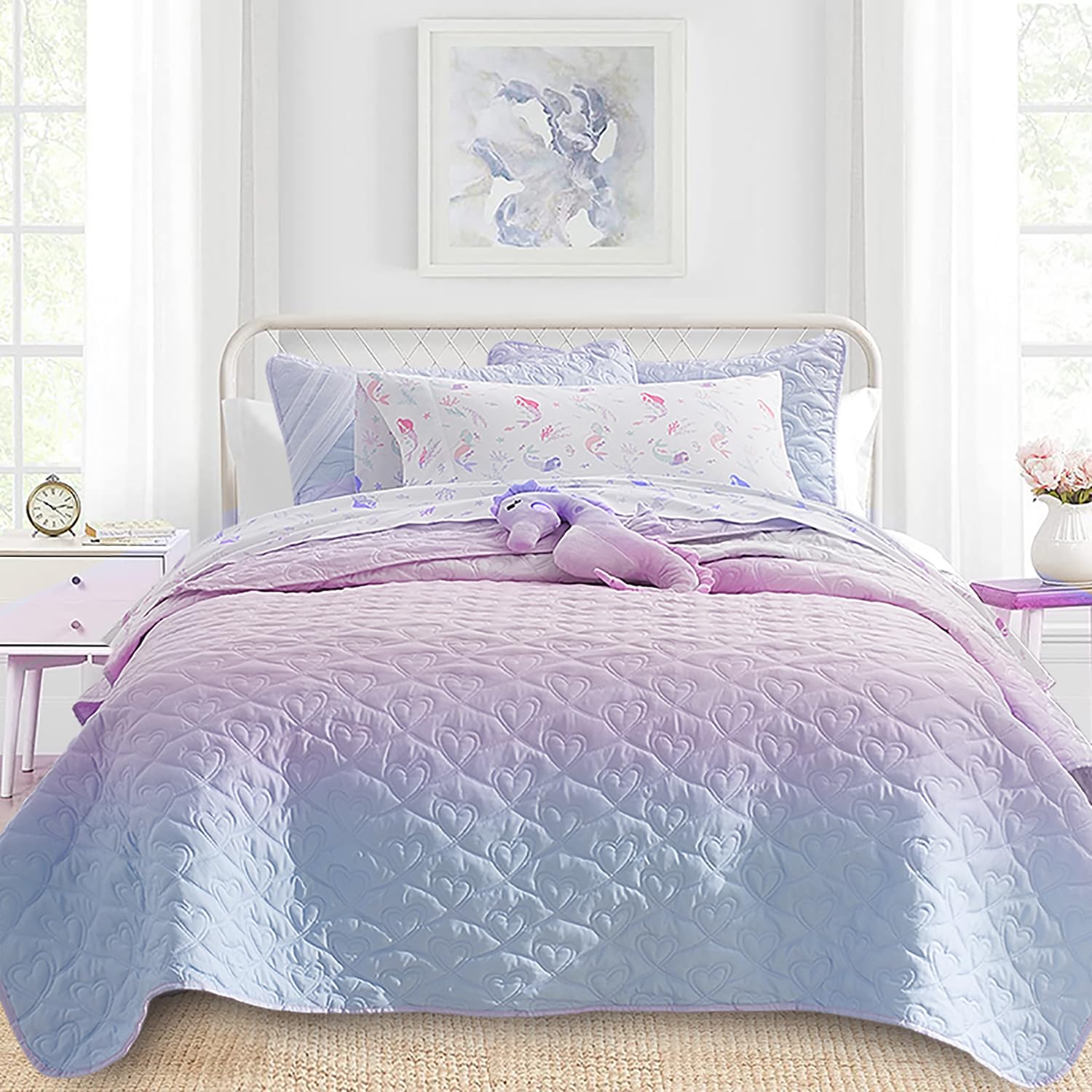 Schnauzer Home Twin Size 2 Piece Quilt Set, Bailey Printed Bedding Coverlet Set, Lightweight Soft Reversible Bedspread Sets For