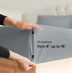 Cal King Size Fitted Bed Sheet - Hotel Luxury Single Fitted Bottom Sheet Only - Fits Mattress Between 8 To 16 Inches - Deep Pockets, Extra Soft & Wrinkle Free - Comfy Breathable & Cooling - Steel Blue