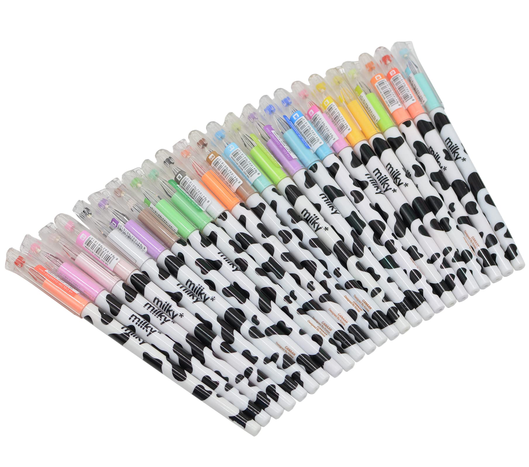 Yansanido 24 Pcs Of 12 Colors Kawaii Cow Design Gel Pen For Office School Home Travel And Gift For Friends And Students (24)