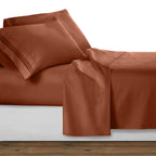 Clara Clark Bed Sheets, Premier 1800 Series 4 Piece Bed Sheet Set, Deep Pocket, Wrinkle, Fade, Stain Resistant, Luxury Soft Bedding Sheets & Pillowcases, King, Burnt Sienna
