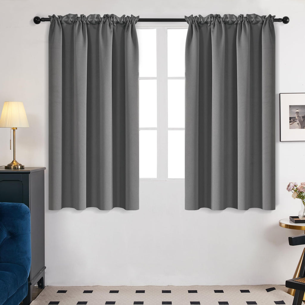 Deconovo Soild Rod Pocket Blackout Curtains, Light Grey, 42W X 45L