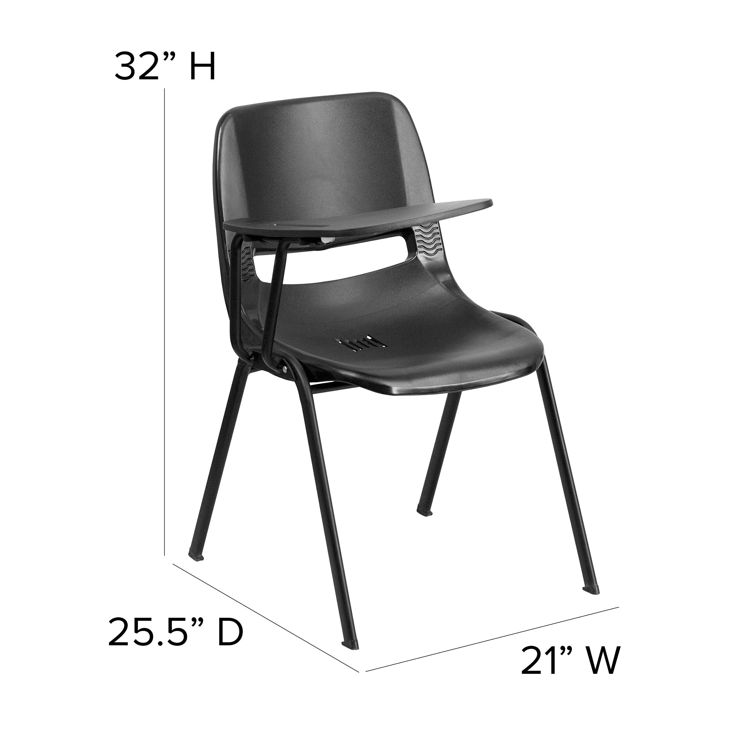 Flash Furniture Green Ergonomic Shell Chair With Left Handed Flip-Up Tablet Arm