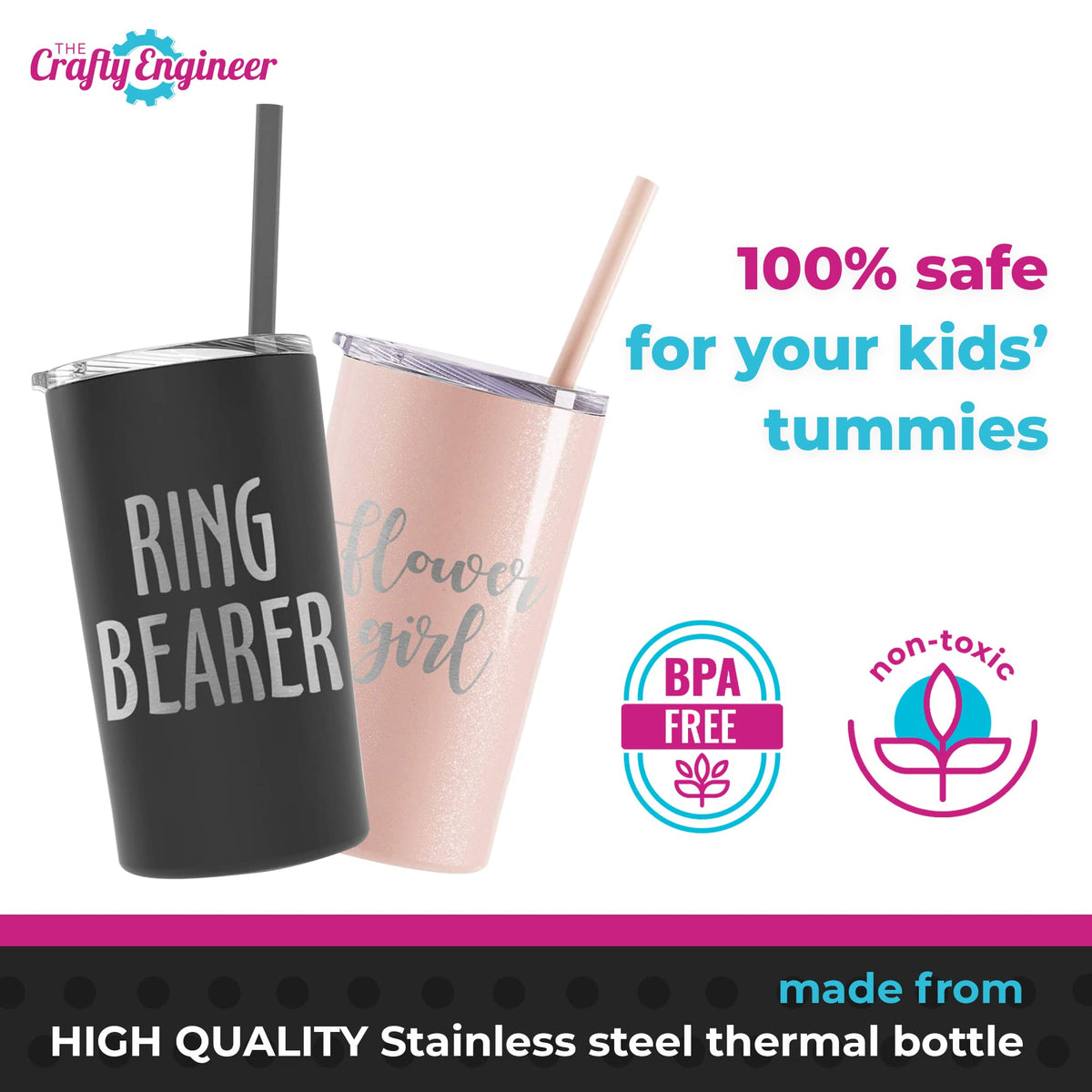 The Crafty Engineer Charming Flower Girl Tumbler With Straw - Flower Girl Proposal Gifts For Wedding Day - Double-Walled Stainle