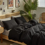 Clothknow Black Comforter Set King 3Pcs Black Bedding Comforter Sets All Black Comforter King Size Soft Black King Comforter Set