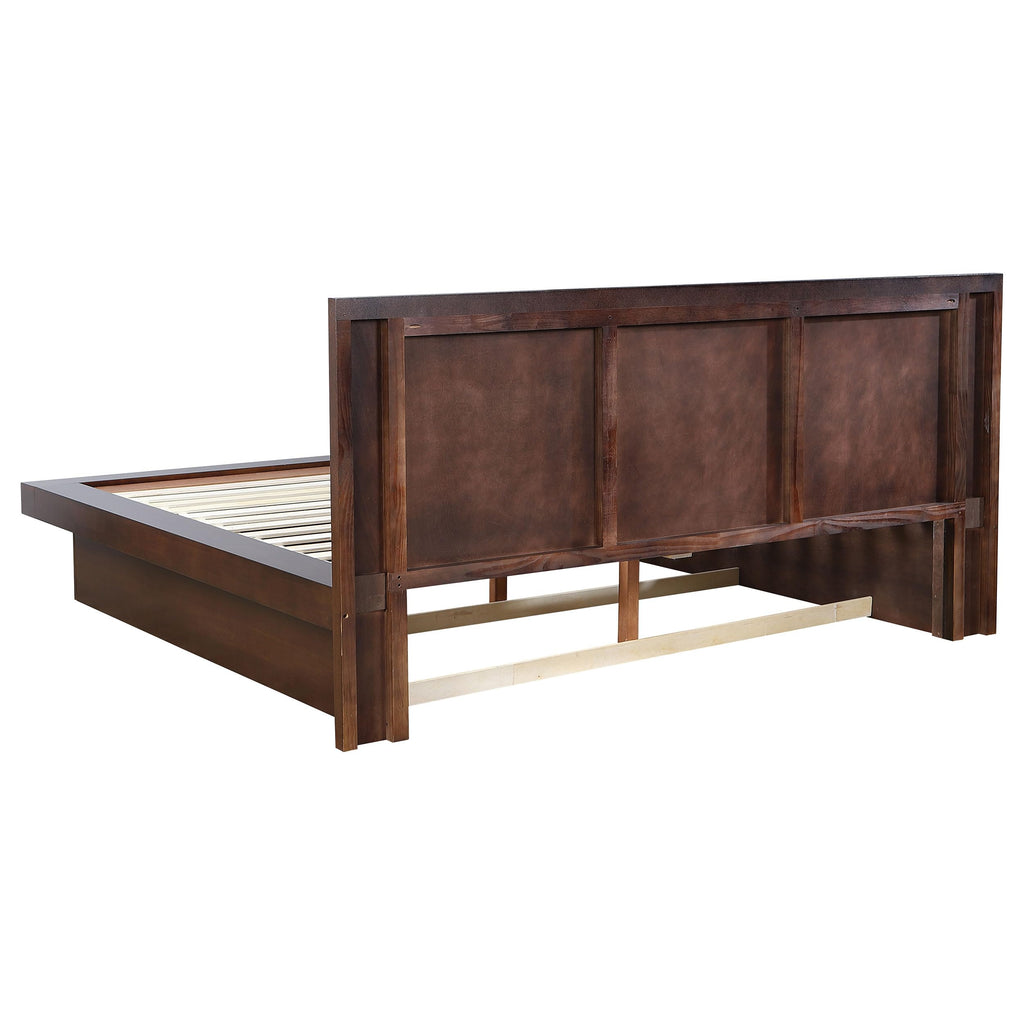Coaster Home Furnishings Jessica Contemporary 4-Piece Bedroom Set Eastern King Size LED Panel Bed Frame 43-inch Headboard Cappuccino 200711KE-S4