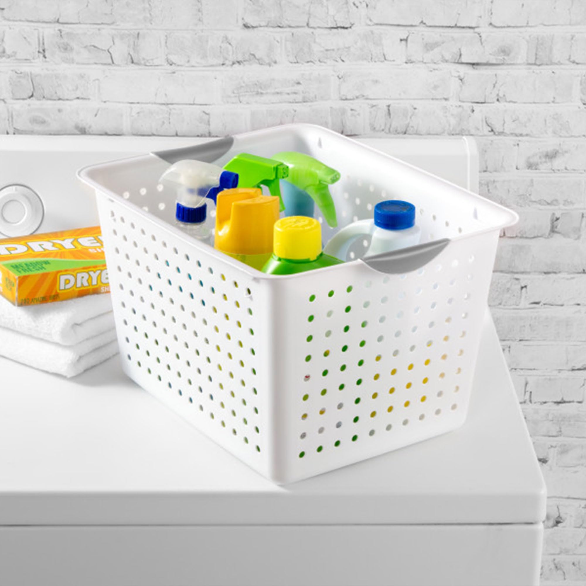 Sterilite Deep Ultra Basket, Closet Organizer Bin, Cabinets, Pantry, Shelving And Countertop Space Open Container, White, 18-Pac