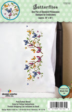 Design Works Crafts Butterflies Stamped For Embroidery Pillowcases