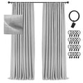 INOVADAY 100% Blackout Curtains 96 Inch Length 2 Panels Set Linen Blackout Curtains Textured Thermal Insulated Black Out Curtain