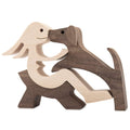 ISHINE Handmade Wooden Statue, Sitting Woman and Dog, Wood Decor Accents Craft Figurine for Bedroom Home Office Shelf Decor Gift