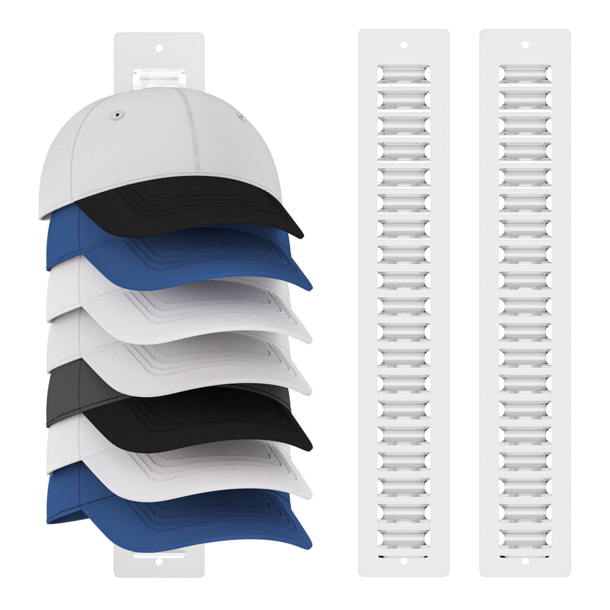 Addudu Baseball Cap Organizer, 2 Pack Hat Rack, Hat Hooks, Up To 19 Hats, Door Closet Hat Storage, Wall Adhesive Hat Hooks, Disp