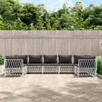 vidaXL Patio Furniture Set 7 Piece, Sectional Sofa with Cushions, Patio Lounge Set for Garden Lawn Backyard, Outdoor Patio Furniture, White Steel
