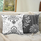 Decorative Throw Pillow Covers 16X16 Set Of 4, Dark Grey And White Modern Simple Square Pillow Case Cushion Cover For Sofa Couch