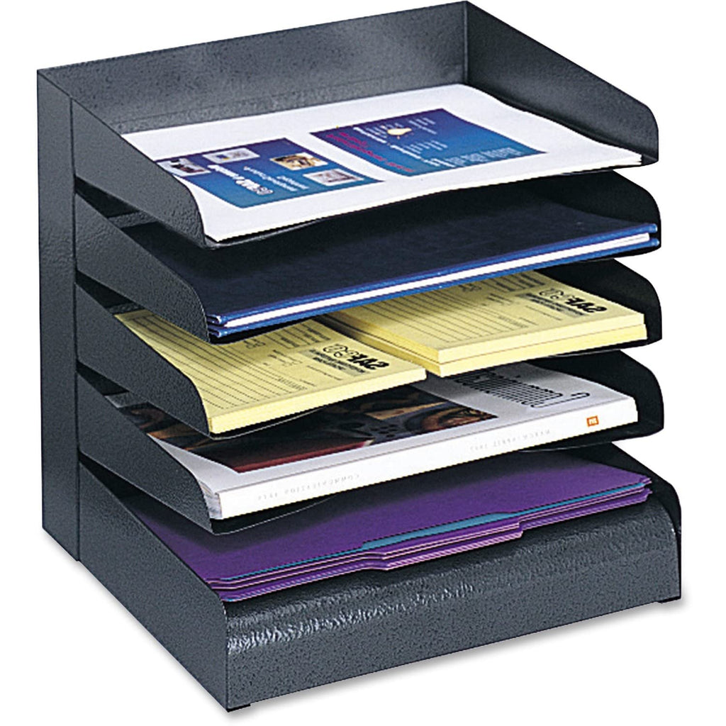 Safco Products 3127Bl Steel Desk Organizer Tray Sorter With 5 Shelves, Black