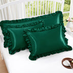 Homiest Ruffle Satin Pillowcase For Hair And Skin, Standard Satin Pillow Covers Silky Pillow Cases Set Of 2, Satin Ruffled Pillo