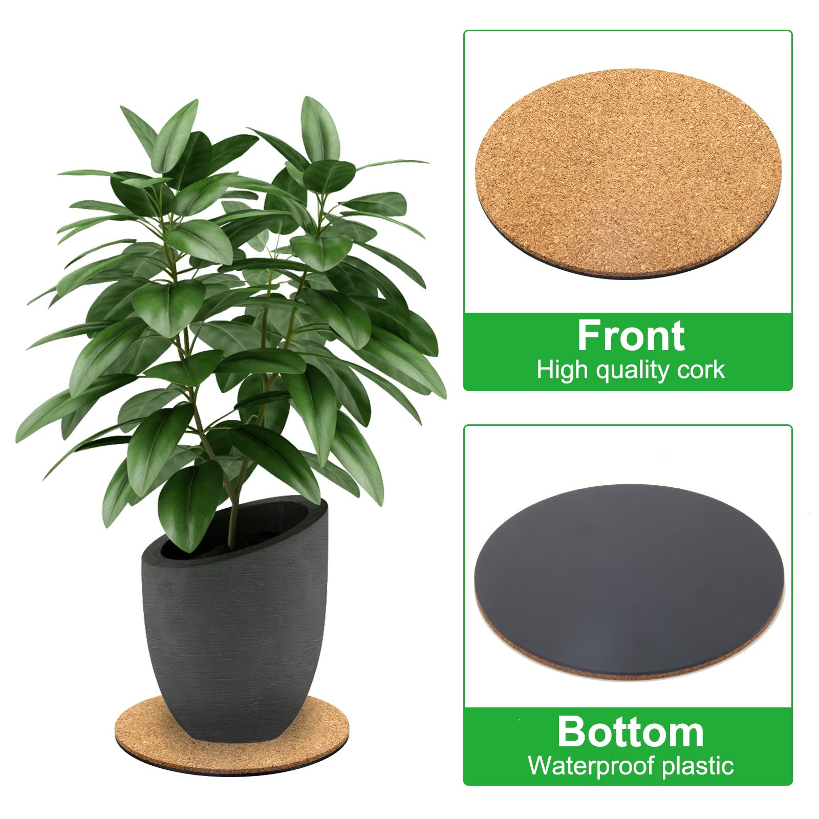 Coitak 6 Pieces Cork Mat For Plants, 6 Inch Round Cork Plant Coasters Mats For Garden, Courtyard, Pot Mat, Indoor Outdoor And Di