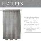 Elrene Home Fashions Cameron Linen Tier Curtains, 30'' W X 24'' L Each (Set Of 2 Tiers), Gray