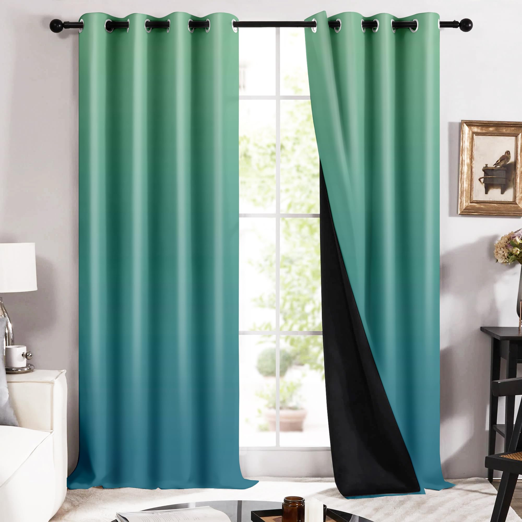 Story@Home 100% True Blackout Window Curtains 5 Feet Long Set Of 2 | Room Darkening | Gradient Printed | Ombre Curtains For Livi