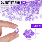 Domestar 550Pcs Purple Vase Fillers, Acrylic Fake Crushed Ice Rocks Fish Tank Vase Centerpiece Party Table Scatter Props Display