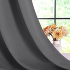 Nicetown Grey Kitchen Blackout Short Curtain Panels For Bedroom, Thermal Insulated Grommet Top Blackout Draperies And Drapes (2