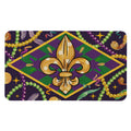Kuyuayee Mardi Gras Welcome Door Mat 30X17 Inch Carnival Fleur De Lis Doormat Indoor Outdoor Entrance Floor Mats Non-Slip Washab