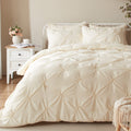 Anluoer Queen Comforter Set Pintuck Down Alternative Comforters With 2 Pillow Shams, Soft Queen Size Bedding Comforter Sets Lig