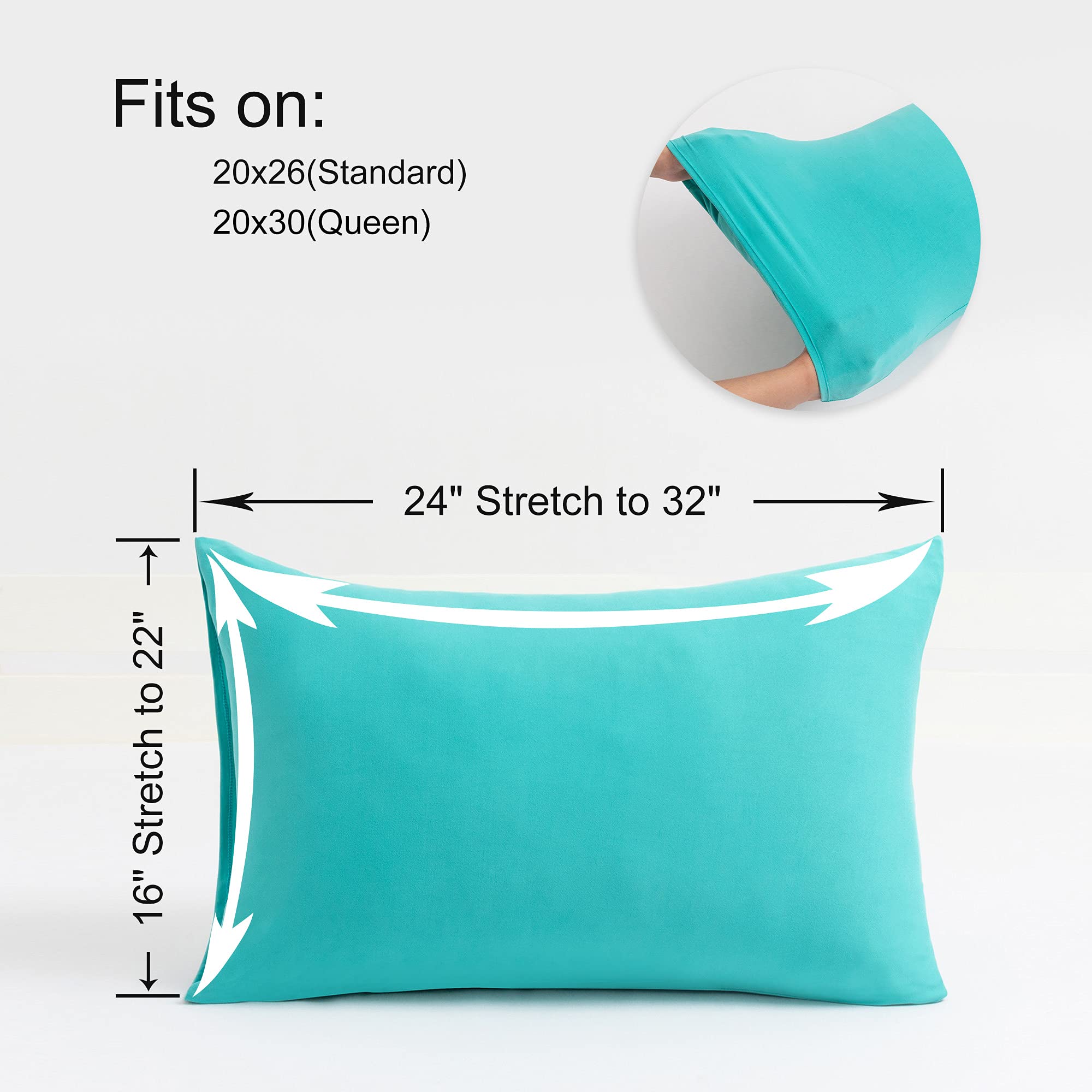2-Pack Stretch Pillow Cases - Jersey Knit & Envelope Closure Pillowcases With Ultra Soft T-Shirt Like Polyester Blend - Suitable
