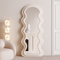 BOJOY Full Length Wavy Arched Mirror, 63x24in, Wall Mount/Standing/Leaning - White