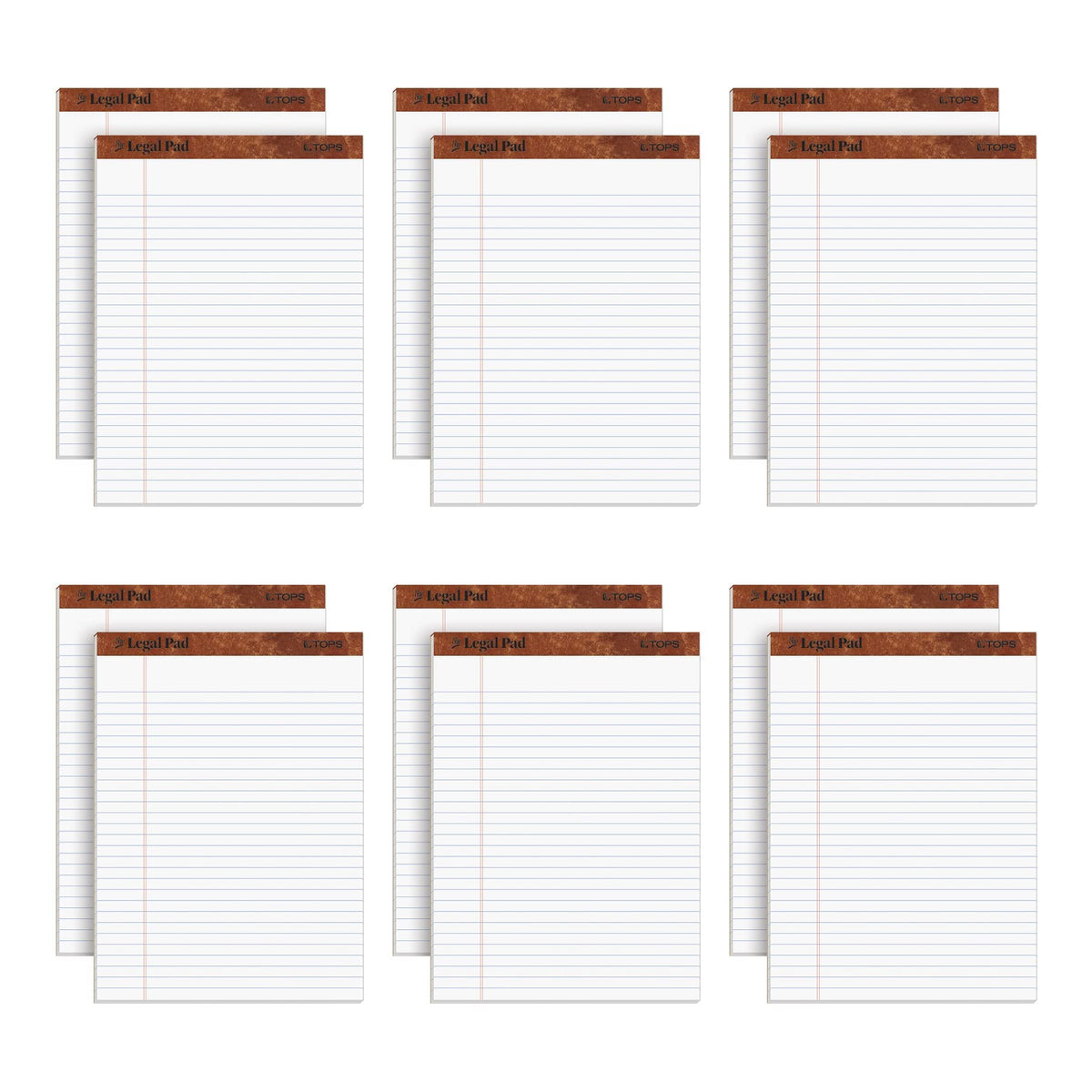 Tops 8.5 X 11 3/4 Legal Pads, 12 Pack, The Legal Pad Brand, Wide Ruled, White Paper, 50 Sheets Per Writing Pad, Made In The Usa