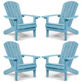 Yefu Adirondack Chairs Set Of 4 Plastic Weather Resistant-Blue, Modern Poly Lumber Outdoor Chairs Like Real Wood, Widely Used In Outdoor, Patio, Deck, Outside, Fire Pit Garden, Campfire Chairs