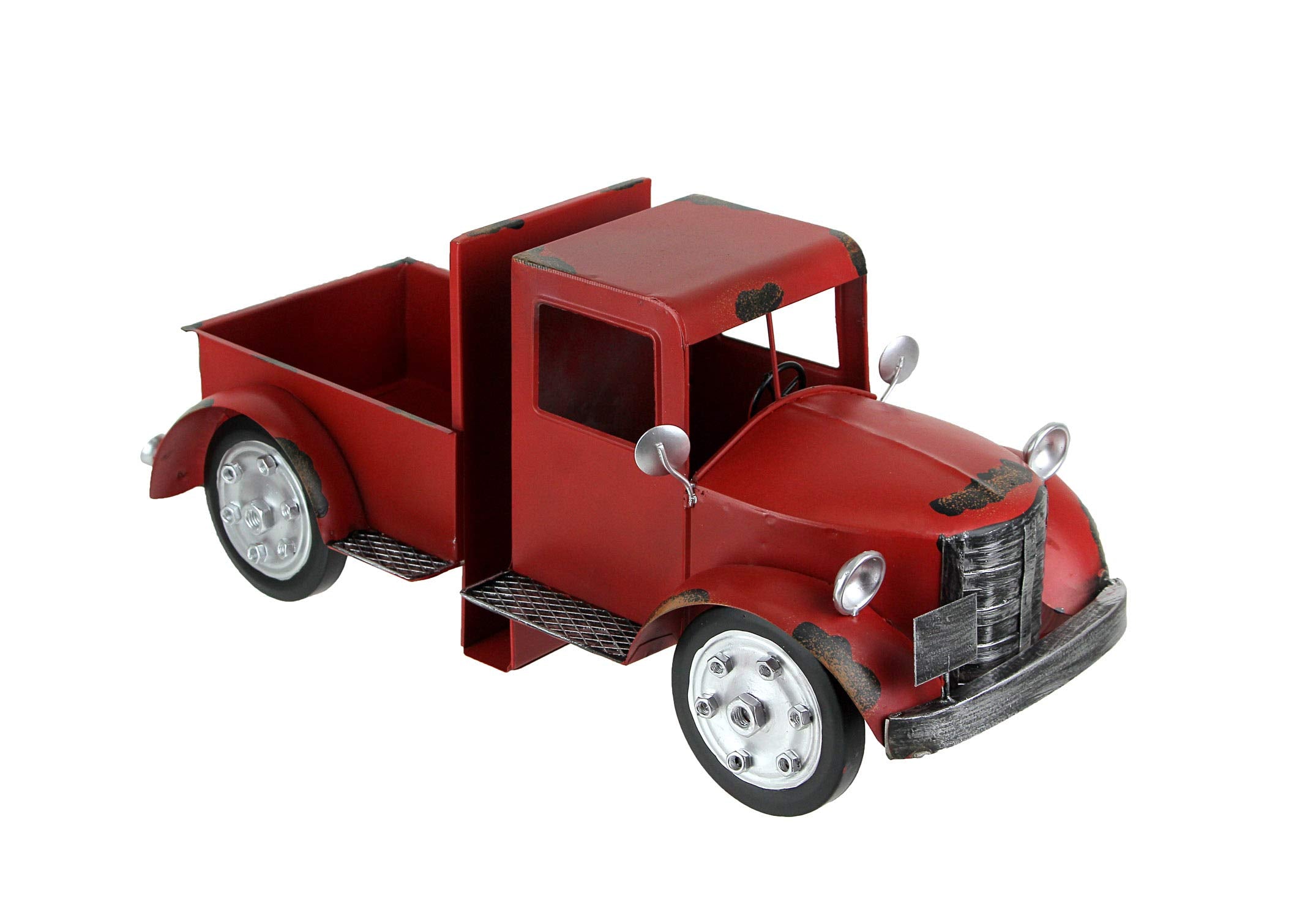 Vintage Pickup Truck Metal Bookends with Weathered Red Finish - Charming Front and Back Design - Perfect for Rustic Farmhouse Sh
