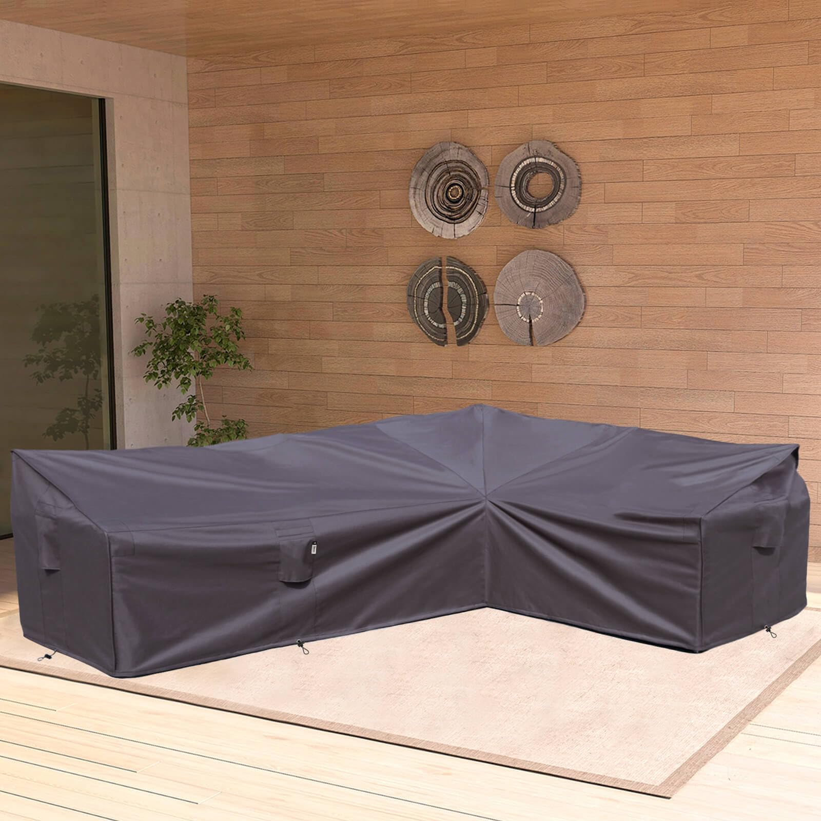 Flexiyard Heavy Duty Outdoor Sectional Sofa Cover, 120'X90' L-Shaped Waterproof 600D Patio Sectional Couch Cover, Lawn Patio Furniture Cover (Storm Grey, L-Shaped-Right Facing-120 X90)