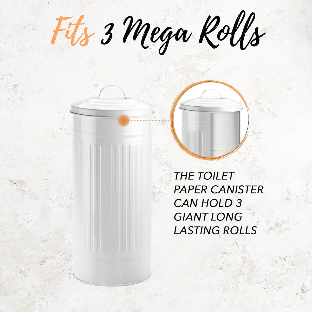 Autumn Alley White Toilet Paper Holder Canister With Lid - Vertical Rustproof Free-Standing Farmhouse Metal Toilet Tissue Caddy