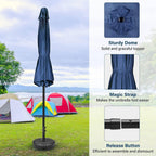 Simple Deluxe 9Ft Outdoor Patio Umbrella Table Market Umbrella With Push Button Tilt And Crank, 8 Sturdy Ribs, Uv Protection Waterproof For Garden, Lawn, Deck, Backyard, Pool, Blue