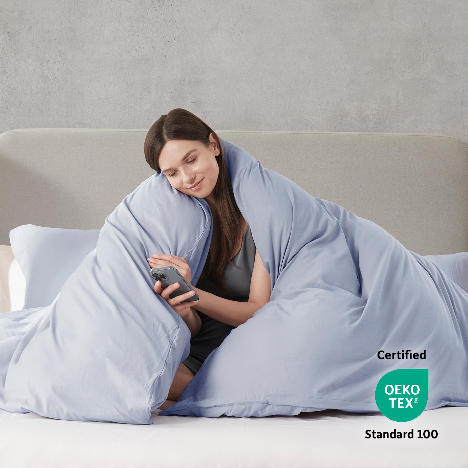 Nestl Ice Blue California King Duvet Cover Sets - Soft Prewashed Cal King Duvet Cover, 3 Piece, With Zipper Closure, 1 Duvet Cover 104X98 Inches And 2 Pillow Shams - No Comforter