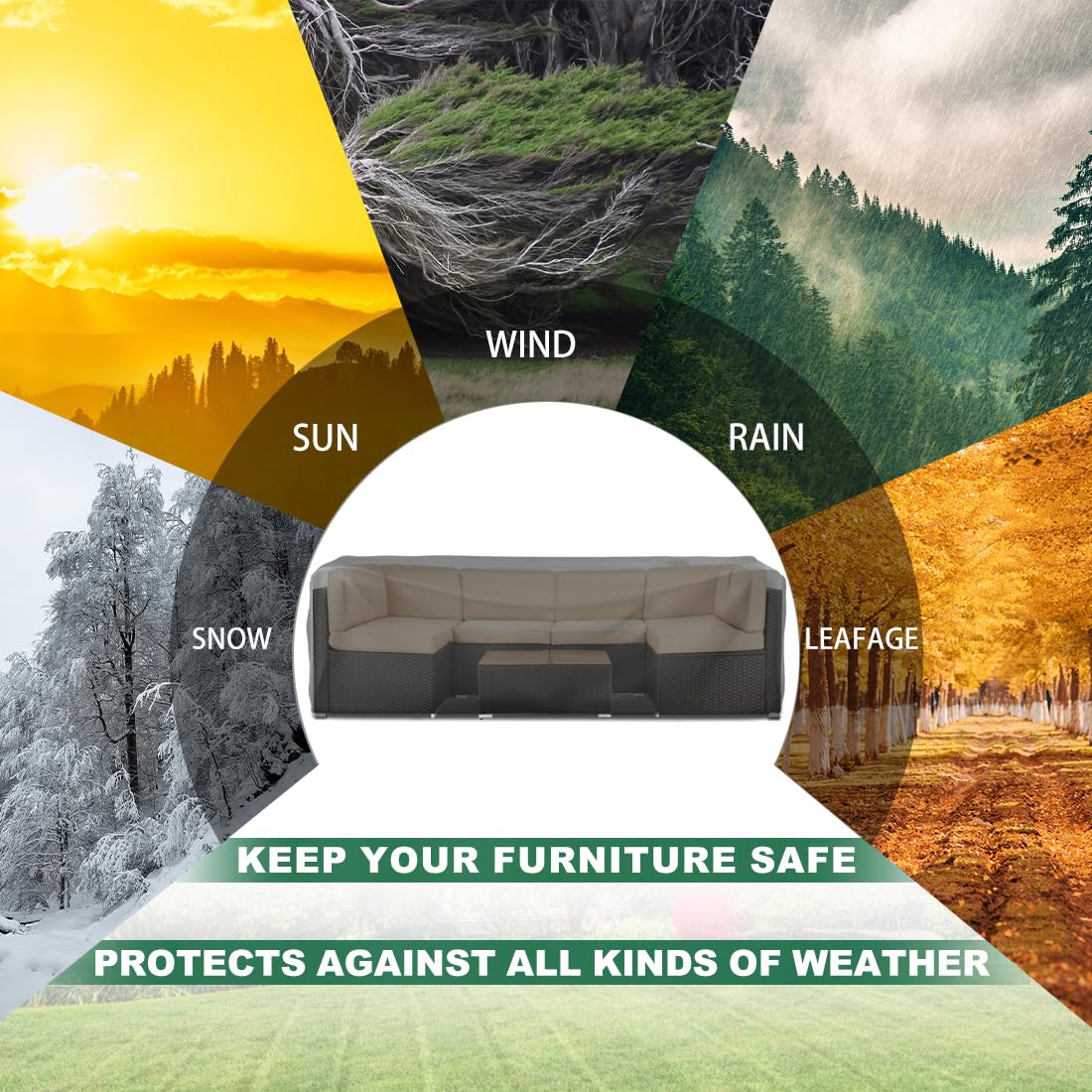 Patio Furniture Set Cover, Rectangular Waterproof Outdoor Table And Chair Set Cover,Furniture Cover For Sectional Sofa Set,Tear-Resistant Material Dust-Proof Couch Cover. (128''Lx83''Wx28''H)