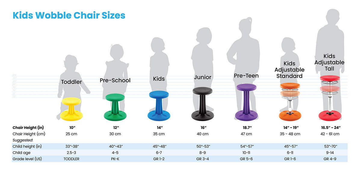 KORE DESIGN Wobble Stool Chair, Girls + Boys Kid Desk Stools, Ergonomic Small Office Chairs, Flexible Seating for Active Kids, ADD/ADHD, Classroom, School, Home, Pre-Teen (18.7in) Age 10-11 yr, Purple