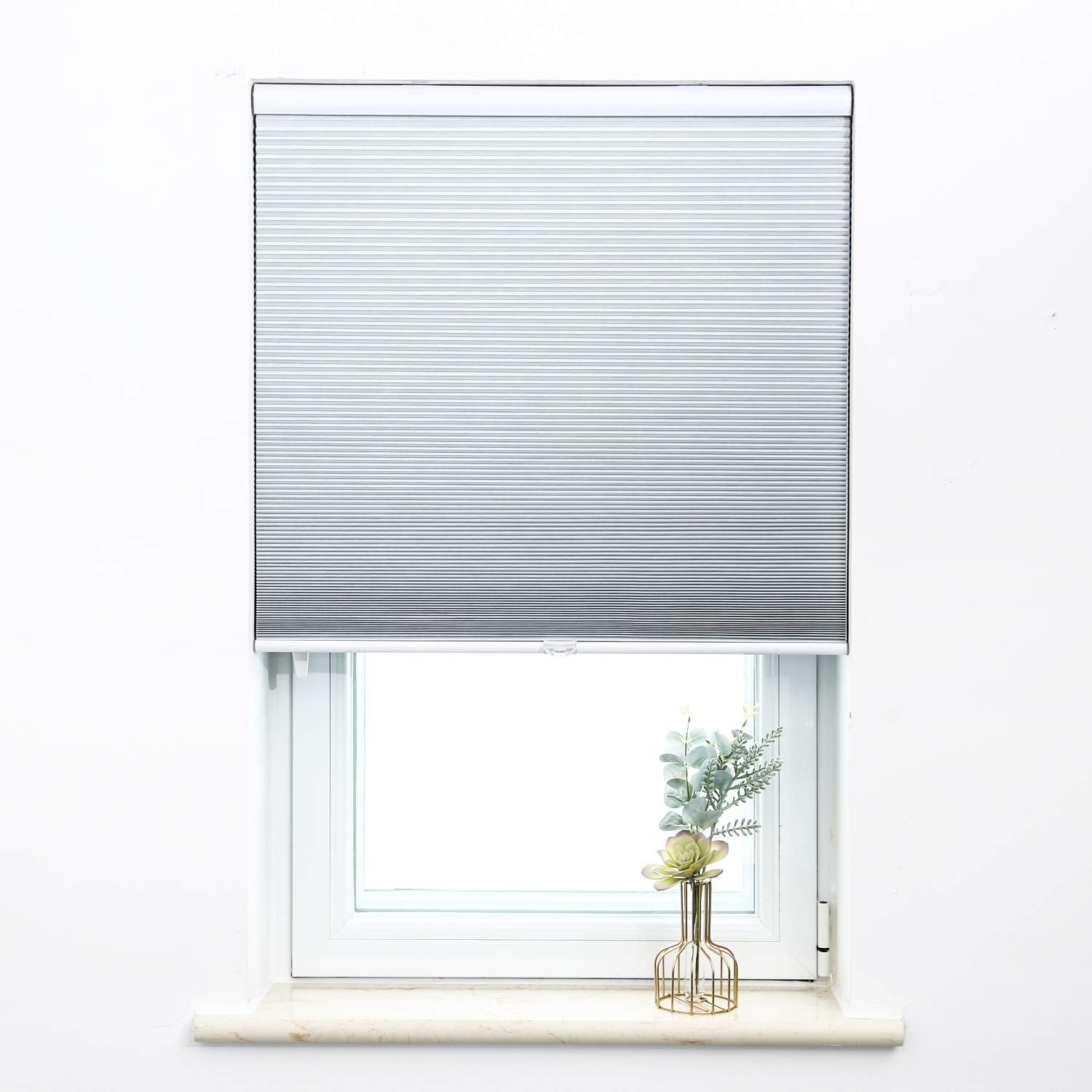 Cellular Shades Cordless Blackout Honeycomb Blinds Fabric Window Shades White(Blackout), 47'' W X 38'' H
