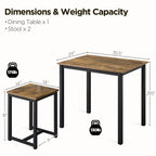 Yaheetech Industrial Dining Kitchen Table Set For 2 Breakfast Nook Table W/ 2 Stools For Dining Room Kitchen Small Space, Rustic Brown