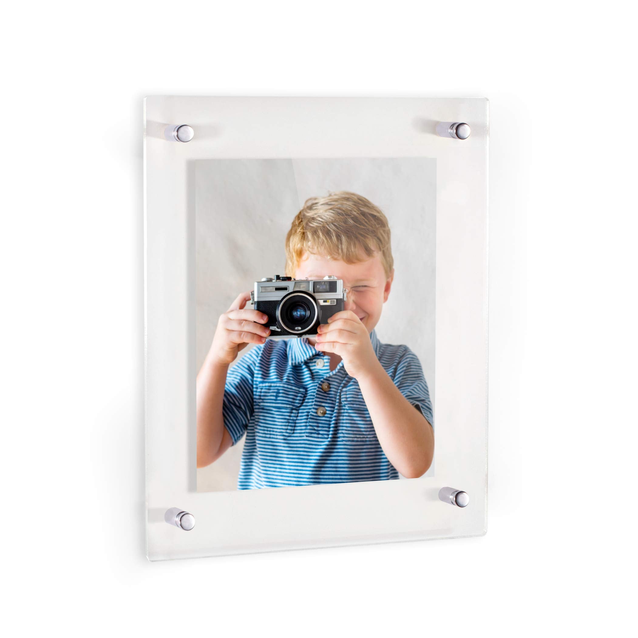 ArtToFrames Floating Acrylic Frame for Pictures Up to 24x30 inches (Full Frame is 28x34) with Chrome Standoff Wall Mount Hardwar