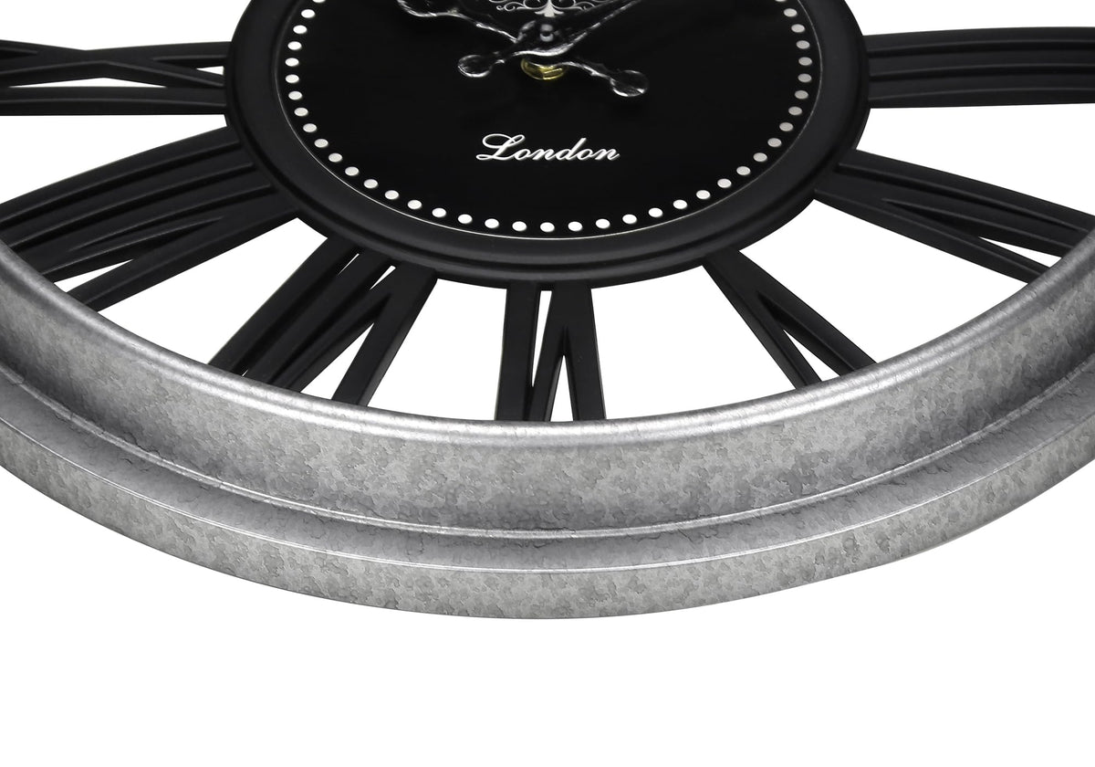 Monarch Specialties I 9086 Clocks, 16' Round, Wall Clock, Silver, Black, Transitional