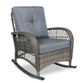 Vivijason Outdoor Wicker Rocking Chair, Patio Rattan Rocker Chair With Cushions & Steel Frame, All-Weather Rocking Lawn Wicker Furniture For Garden Backyard Porch (Grey)