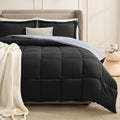 Homelike Moment Oversized Queen Comforter Set Black, Lightweight Reversible Down Alternative Bed Comforter Sets, Soft All Season