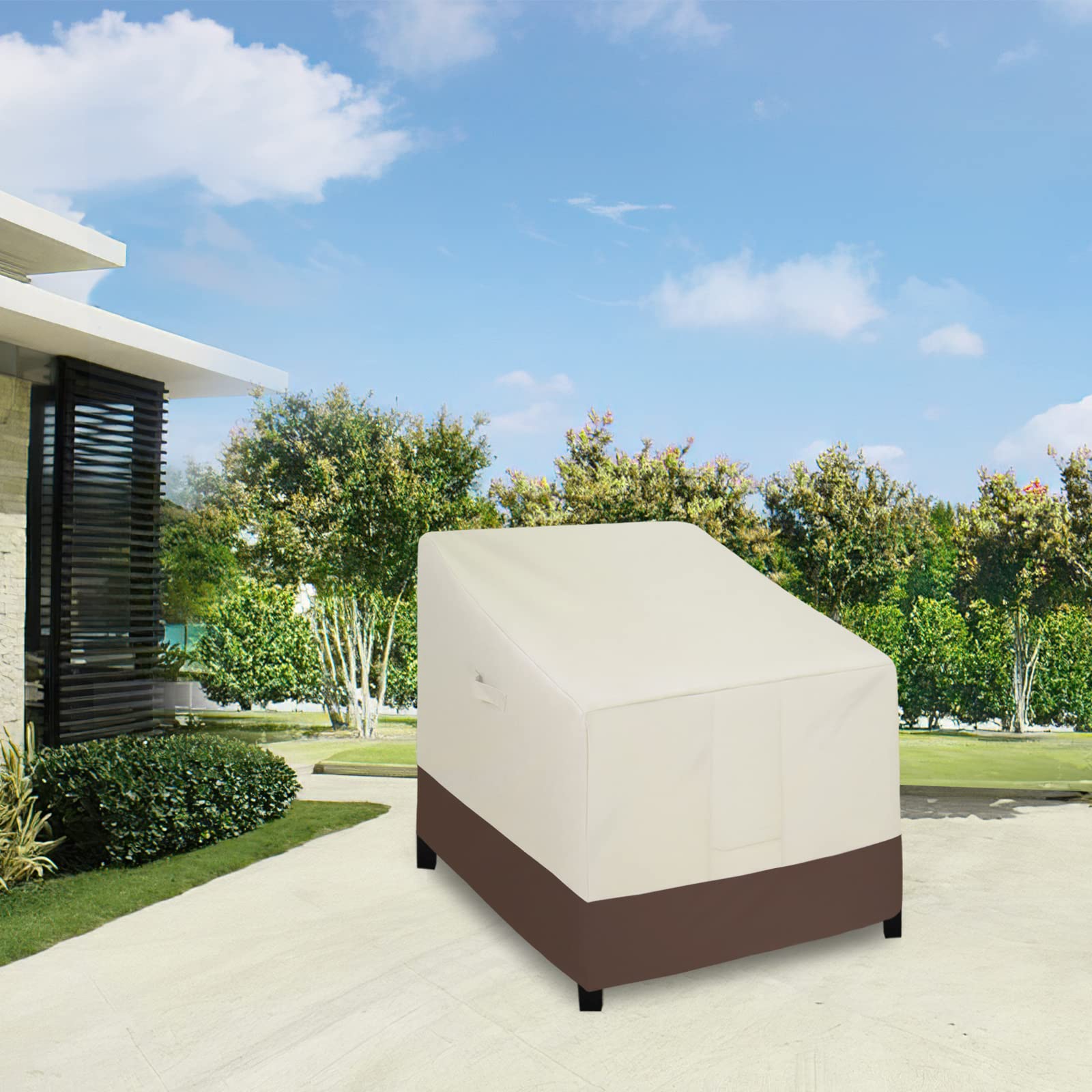 Easy-Going Waterproof Outdoor Lounge Chair Cover, Heavy Duty Patio Couch Cover, Windproof Outdoor Furniture Cover With Air Vent (1 Pack-35Wx38Dx31H Inch, Gray/Dark Gray)