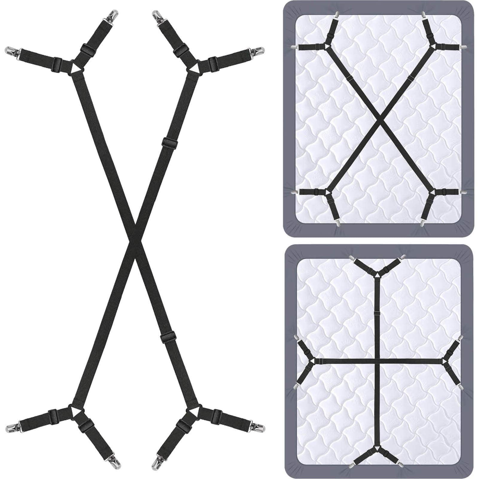 Bed Sheet Holder Straps - Sheet Straps Adjustable Bed Sheet Clips Fasteners Keep Sheets Stays In Place,2Pcs/Set Black