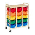 ECR4Kids Mobile Organizer with 15 Storage Bins, Storage Cart, Sand/Assorted