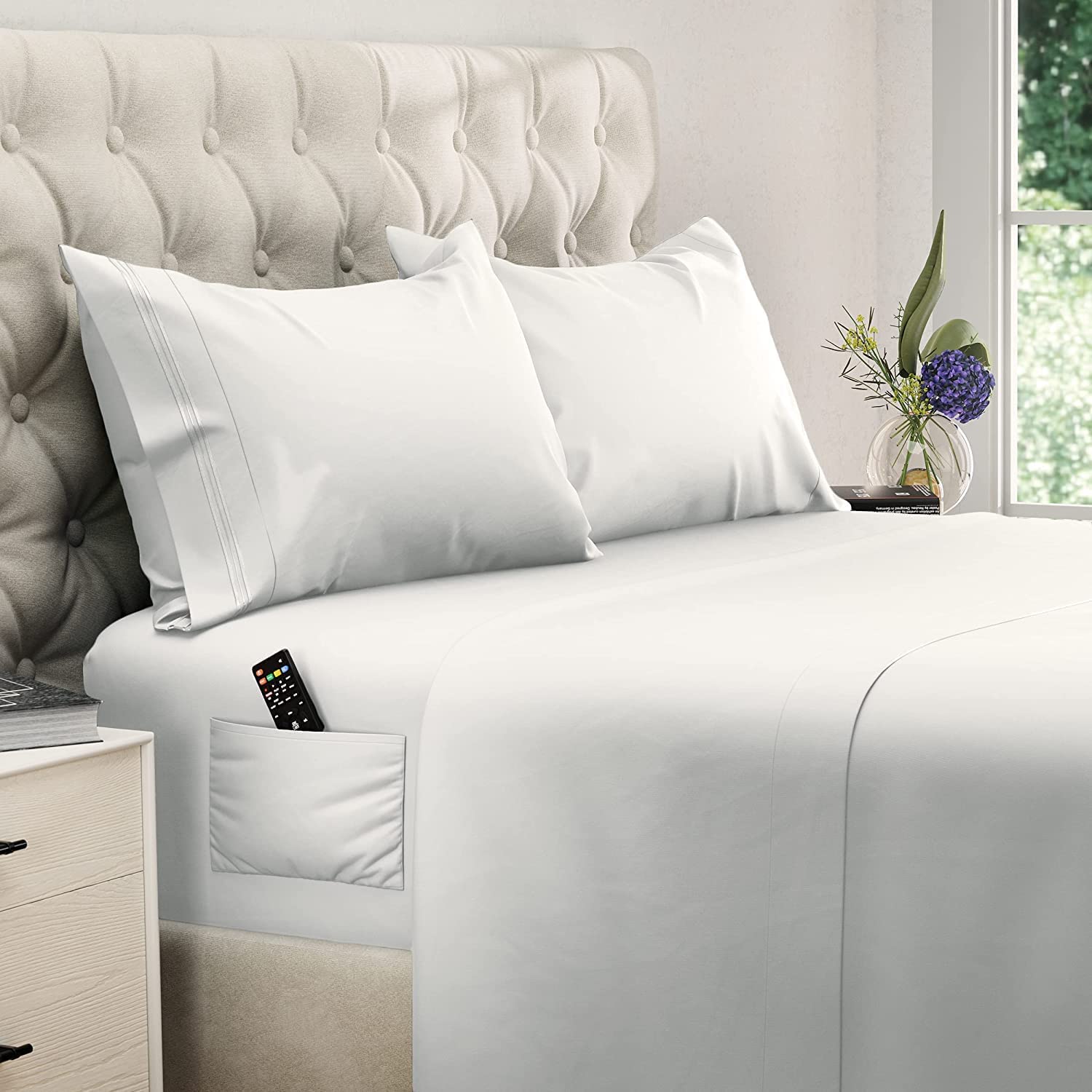 Dreamcare King Size Sheets Set - Cooling Bed Sheets - 4Pcs Set - King Sheets - King Sheet Set - King Size Sheets Soft & Long Las